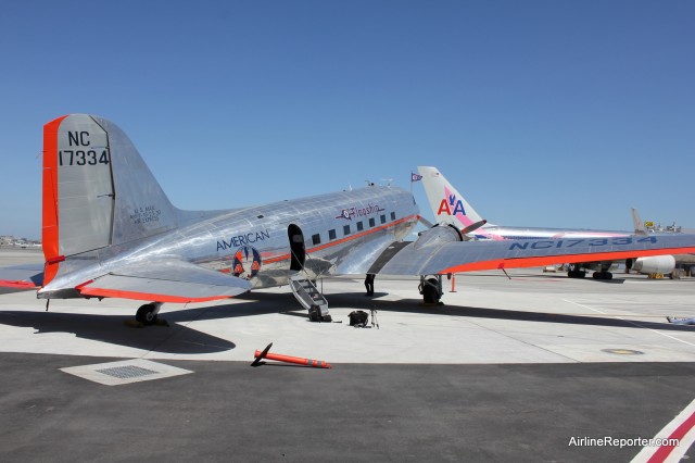 A restored American Airlines DC-3 at SFO in 2011. Image via AirlineReporter.com. 