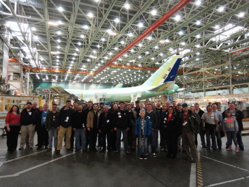 Our second group inside the Boeing Factory. Photo by Boeing.