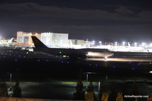 This Lufthansa Boeing 747-8I delivery flight was a few hours late, but still able to enjoy it taking off.