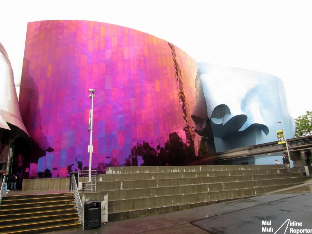 Experience Music Project/Sci Fi Museum is an eclectic looking building  Photo by Malcolm Muir / AirlineReporter.com. 