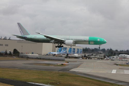 Upon arriving at the Future of Flight, we were greeted by a few Boeing 777's viewed from the Stratodeck. Image by AirlineReporter.com.