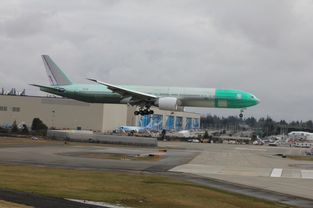 Upon arriving at the Future of Flight, we were greeted by a few Boeing 777's viewed from the Stratodeck. Image by AirlineReporter.com. 