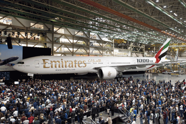 EVERETT, Wash., March 2, 2012 ’“ Boeing [NYSE: BA] and more than 5,000 employees, suppliers, customers and government officials celebrated the 1,000th 777 at a special event today. The 1,000th 777 jetliner will be delivered to Dubai-based Emirates later this month.