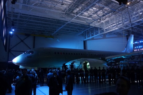 During the CSeries unveiling ceremony in Montreal. Photo by Chris Sloan / Airchive.com.