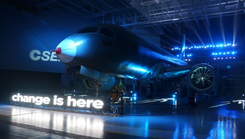 Change is here. Bombardier unveils their new CSeries in Montreal. Photo by Chris Sloan / Airchive.com.