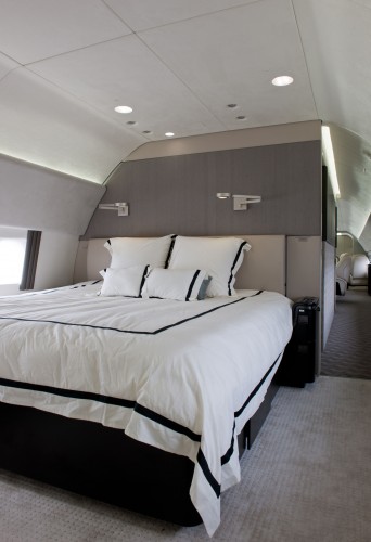 The master bedroom of this 737 BBJ. Hi-Res photo: click for larger. Photo by Boeing.