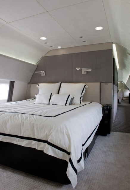 The master bedroom of this 737 BBJ. Hi-Res photo: click for larger. Photo by Boeing. 