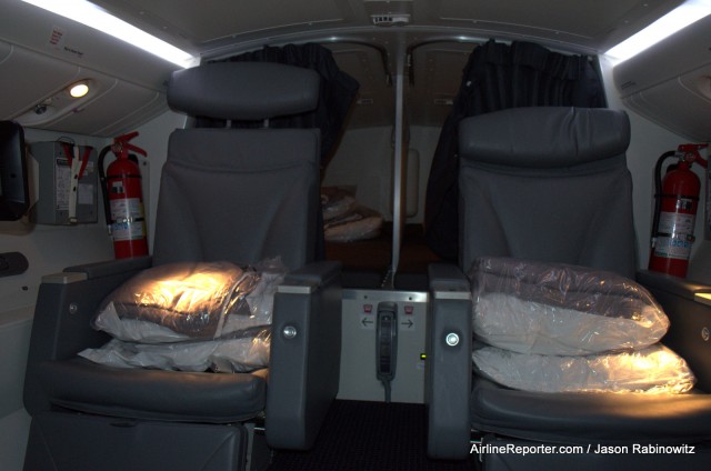 Pilot rest area located above the main deck in the front of the 777-300ER. 