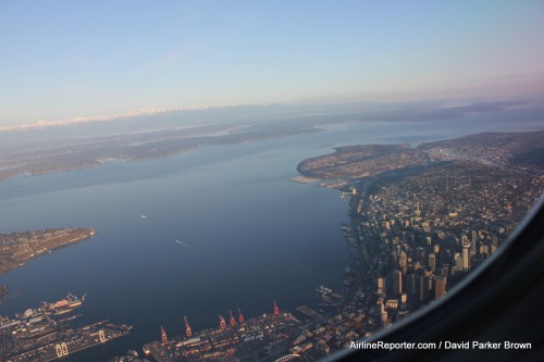 Lifting off from Seattle.