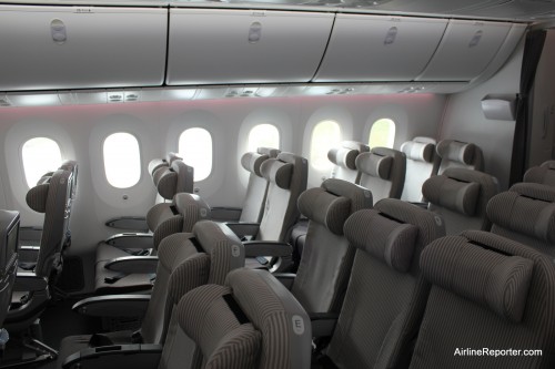 Economy Class on the JAL Boeing 787 Dreamliner.