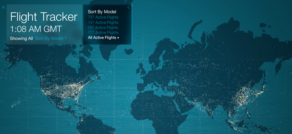 Screen shot of Boeing's flight tracker. Click to make a visit.