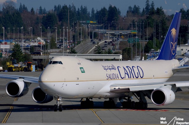 A Saudia Cargo 747-8F About to turn onto 16R at Paine Field - Photo: Mal Muir | AirlineReporter.com