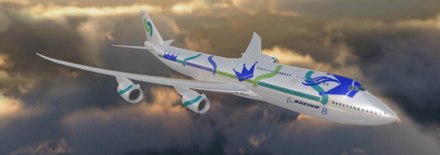 The sky is the limit when designing your own 747-8I. Design by Toby Rao, Image from Boeing. 