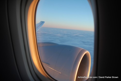 What would a review be with out that classic photo of the GE90 out the window? Incomplete, that is what.