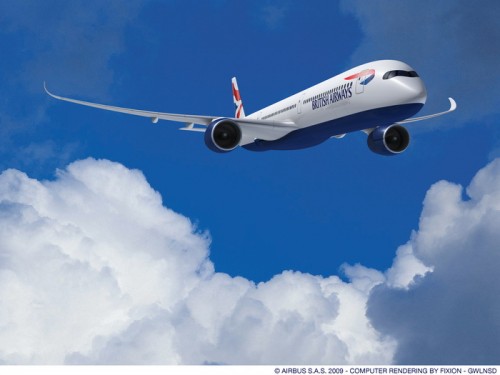 Image from Airbus. Press Release: After a thorough selection process, International Airline Group (IAG), and British Airways have signed a Memorandum of Understanding (MoU) to buy 18 Airbus A350-1000 aircraft plus 18 options, as part of the airline"s on-going long-haul aircraft fleet renewal and modernisation strategy. IAG, owner of both British Airways and Iberia, has also secured commercial terms and delivery slots that could lead to firm orders for Iberia. Firm orders will only be made when Iberia is in a position to grow profitably, having restructured and reduced its cost base. The choice of the A350-1000 follows British Airways" decision in 2007 to buy 12 Airbus A380s, the first of which will be delivered this summer. Operating the A380 and A350 together delivers real value to the world"s leading airlines because it allows them to match aircraft capacity to traffic demand on any route. ”The A350-1000 will bring many benefits to our fleet. Its size and range will be an excellent fit for our existing network and, with lower unit costs, there is an opportunity to operate a new range of destinations profitably. This will not only bring greater flexibility to our network but also more choice for our customer," said Willie Walsh, IAG Chief Executive. Across all its aircraft families Airbus" unique approach ensures that aircraft share the highest commonality in airframes, on-board systems, cockpits and handling characteristics. This reduces significantly operating costs for airlines. In addition, with only minimal additional training, pilots can transition between these aircraft more efficiently. ”This is an important announcement from one of the world"s most respected and influential airline brands," said John Leahy, Chief Operating Officer, Customers. ”The A380 and the A350 are perfectly matched for greener long haul operations and demonstrate environmental leadership. We are simply delighted that British Airways has chosen the A350 to spread its global wings and its iconic livery." The A350-1000 is the largest member of the A350 XWB (Xtra Wide-Body) Family seating up to 350 passengers in three classes, with a range capability of 8,400 nautical miles (15,500 km). The A350 XWB Family includes the A350-900 and A350-800 seating 314 and 270 passengers respectively, offering airlines the ability to match the aircraft to their network needs and thereby guaranteeing optimum revenue potential. Compared to its nearest established competitor, the A350 XWB Family reduces fuel burn by 25 per cent.