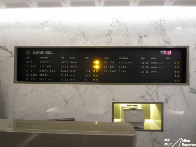 "Click Clack" Flight Boards in the Qantas First Class Lounge - Photo: Mal Muir | AirlineReporter.com