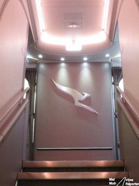 You know your flying an Australian Airline with a Giant Kangaroo at the top of the A380 Stairwell - Photo: Mal Muir | AirlineReporter.com