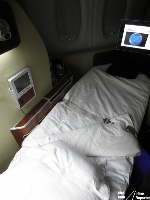 Ready for bed? A 7ft Long bed and a lambs wool mattress pad await you - Photo: Mal Muir | AirlineReporter.com