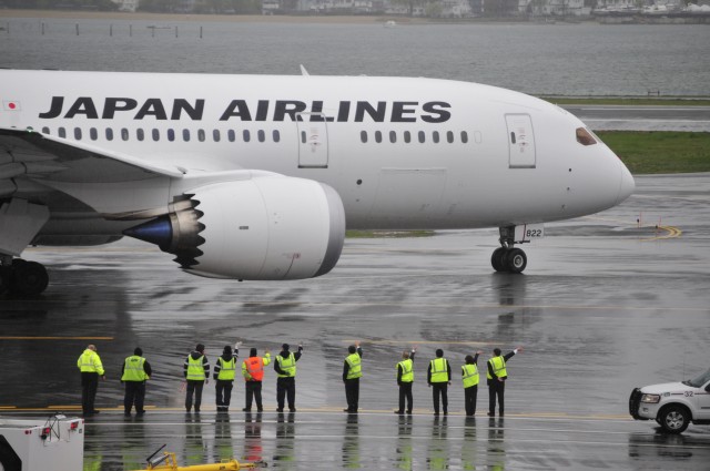 JAL's 787 at Boston. Image from JAL.