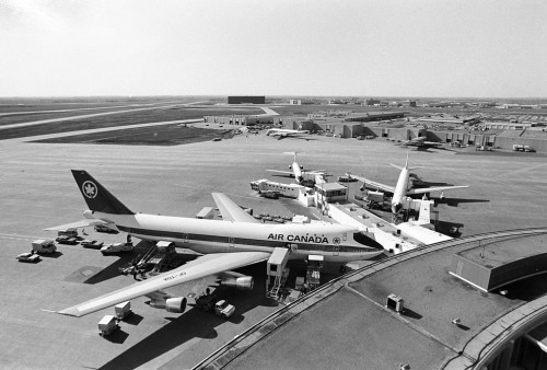 Air Canada's first 747-100, CF-TOA, along with a DC-9 and "stretch" DC-8.
