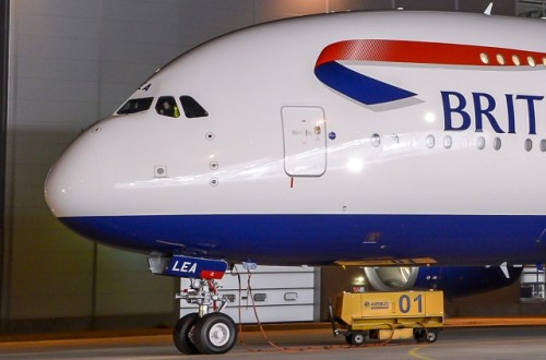 British Airways first Airbus A380 in Hamburg. Image from BA.