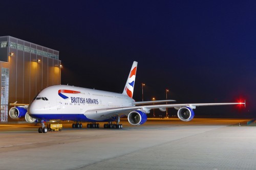 British Airways first Airbus A380 in Hamburg. Image from BA.