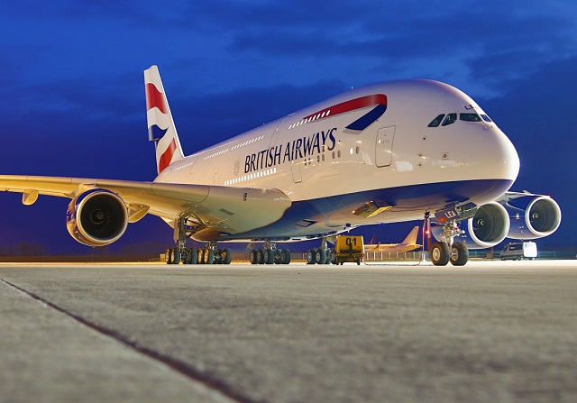 British Airways first Airbus A380 in Hamburg. Image from BA. 