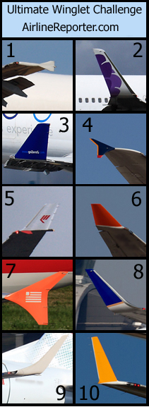 Can you tell which aircraft and airlines these winglets belong to?