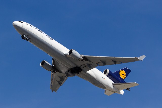 A Lufthansa Cargo MD-11F Climbs out of Los Angeles - Photo: Kevin Epstein - AviationPhotographic
