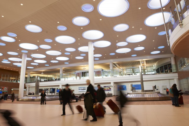 Skylight "constellation" above baggage carousels at YWG