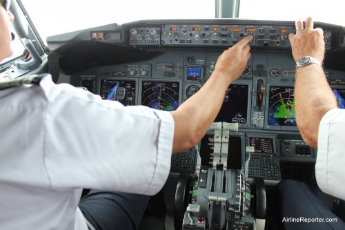 Taking care of business after taking off from Seattle.