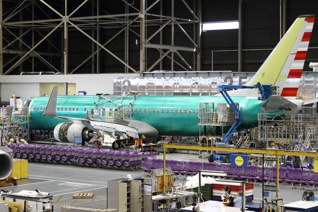 An American Airlines Boeing 737 on the factory floor. Image by Brandon Farris. 