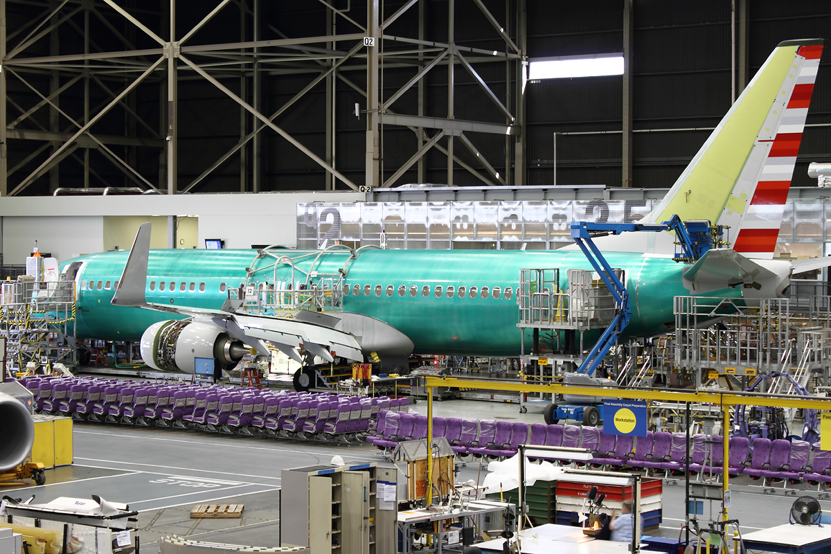 An American Airlines Boeing 737 on the factory floor. Image by Brandon Farris.