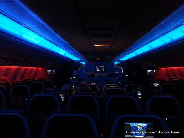The lighting in economy on America's 777. 