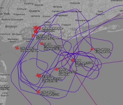 A whole bunch of go-arounds turned the JFK airspace into a tangled web of flight paths