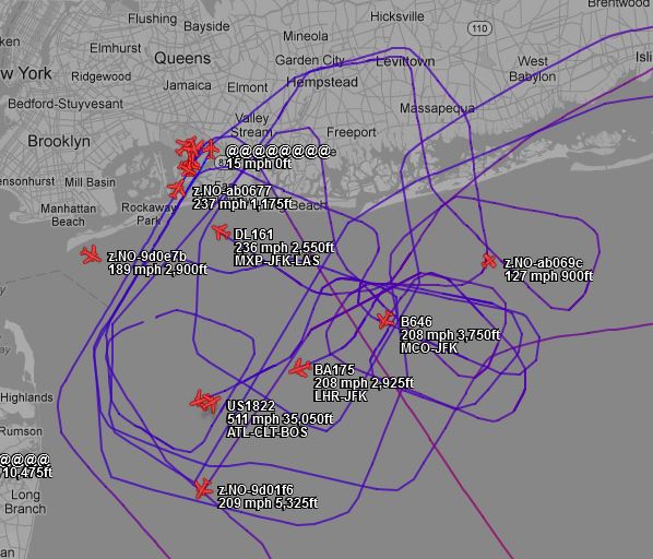 A whole bunch of go-arounds turned the JFK airspace into a tangled web of flight paths