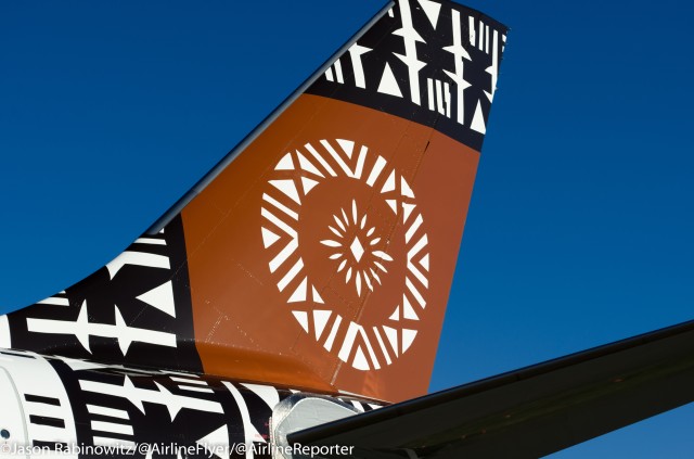 The tail of the Fiji Airways Airbus A330 might look pretty, but it also has meaning to the locals. 