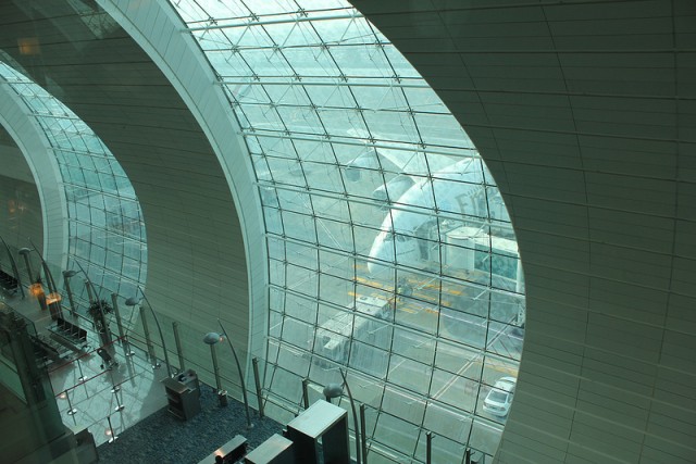 An Emirates Airbus A380 at the new concourse in Dubai. 