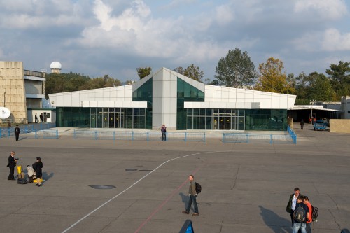 The outside of Pyongyang Sunan International Airport (FNJ) in North Korea.