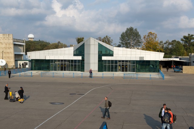 The outside of Pyongyang Sunan International Airport (FNJ) in North Korea. Photo by Bernie Leighton