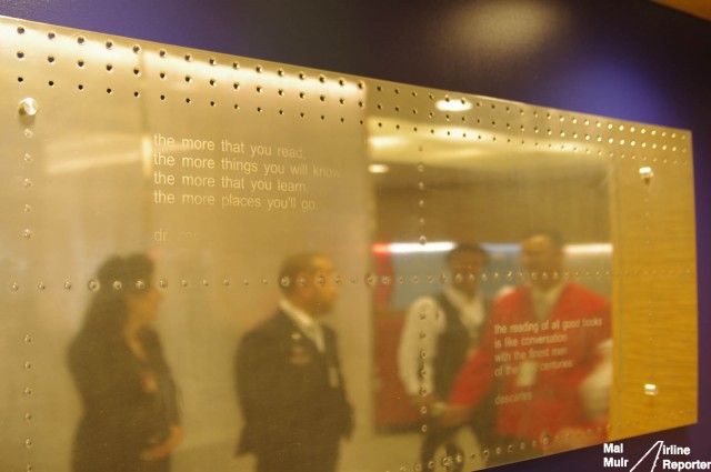 Shined 747 Body Panels act as pieces of Artwork in the new Delta T4 Sky Club  - Photo: Mal Muir | AirlineReporter.com