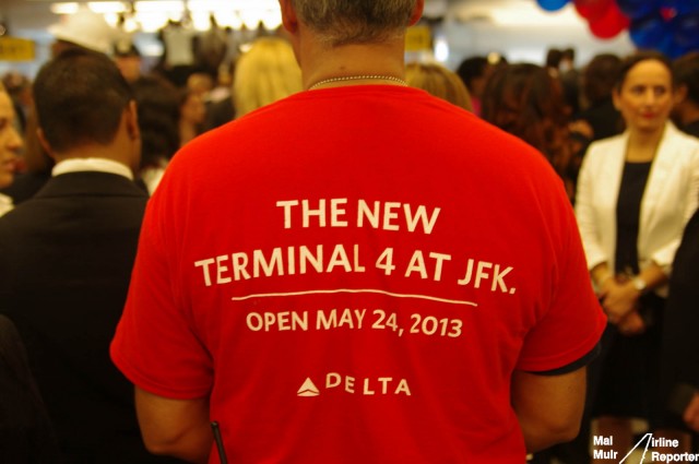Staff are celebrating the opening of the new Delta T4 at New York JFK Airport - Photo: Mal Muir | AirlineReporter.com