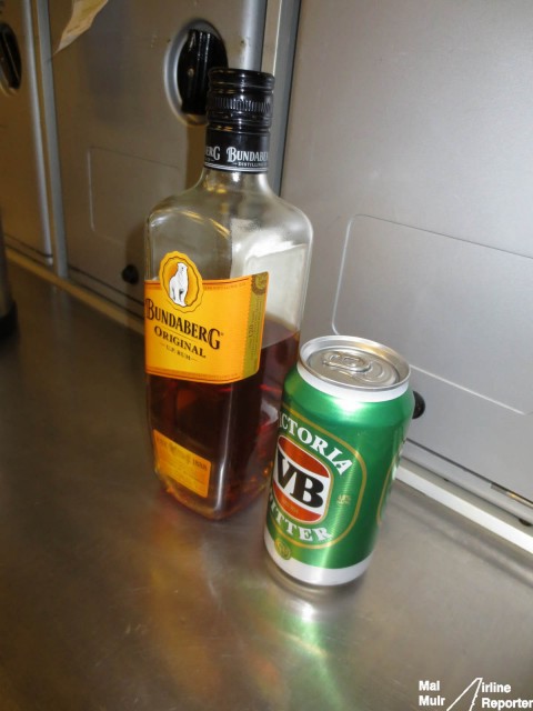I know I am back on an Australian Airline when I see Bundaberg Rum & VB two truly Australian Drinks - Photo: Mal Muir | AirlineReporter.com