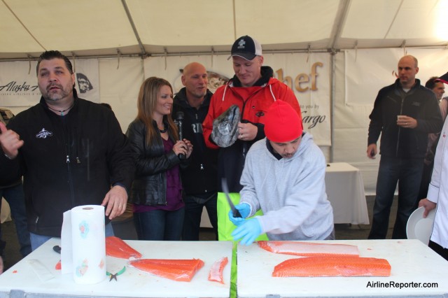 Filleting the fish at SEA. Photo by Shannon Leigh Kehoe / AIrlineReporter.com