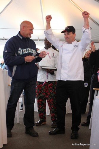 Pat Donahue from Anthony's Restaurant celebrates this victory for the third year in a row.