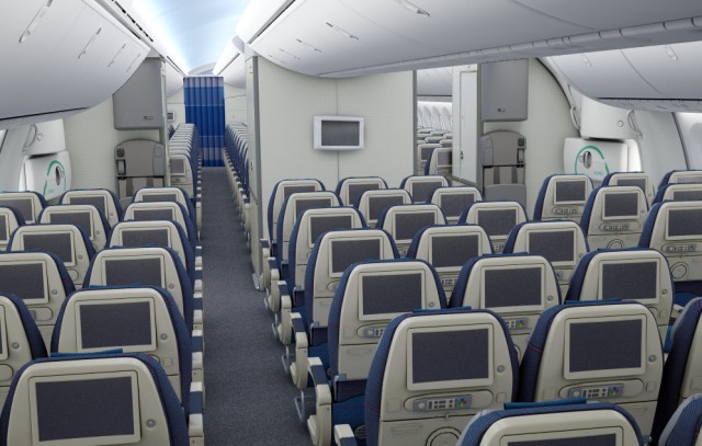 Economy section of LOT's 787 Dreamliner. Image from LOT. 