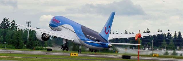 Boeing delivers Thomson Airway's first Boeing 787 Dreamliner from Paine Field. Image from Boeing. 
