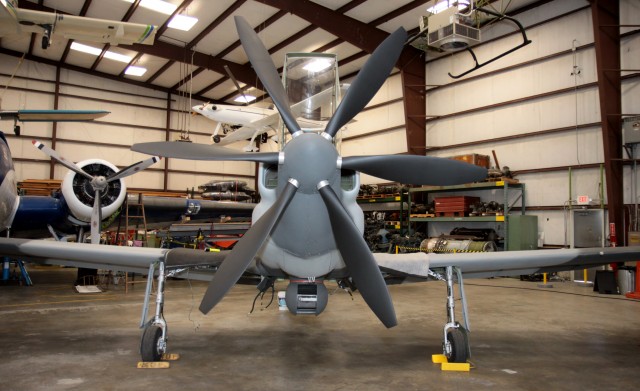 Come join us at 10am at the Paine Field Aviation Day at the Lockheed YO-3A. You can't miss it -- it is the little plane with six blades. Image from the Museum of Flight. 