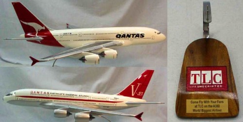 A special Qantas Airbus A380 model given to Jon Travolta. Photo by Chris Sloan / Airchive.com.