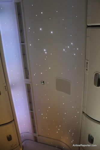 When the lights go down, the stars come up. Emirates offers a special StarLight feature providing a great sleeping atmoshphere.
